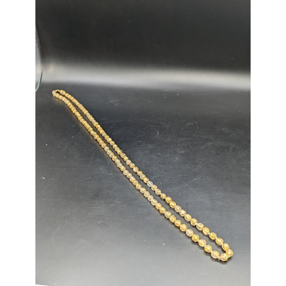 Vintage Murano Gold Foil Round Glass Bead Italian Necklace 44" Long 72g